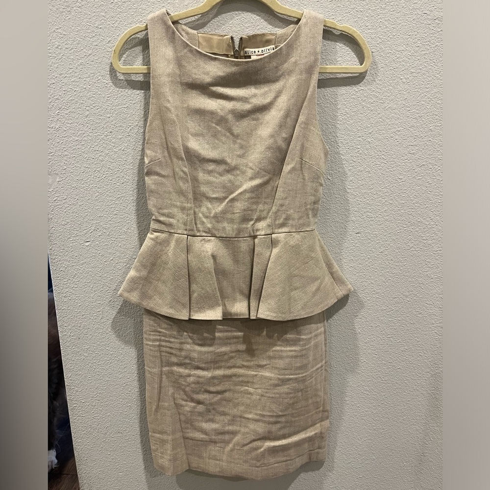 Alice Olivia gold linen dress